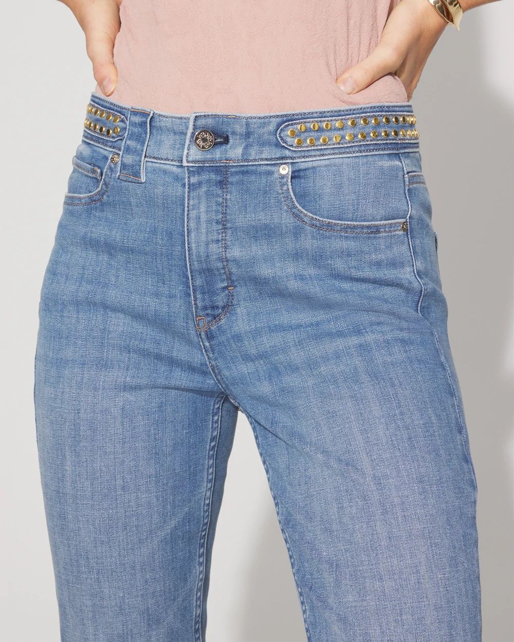 Studded Detail High-Rise Slim Cropped Jean | White House